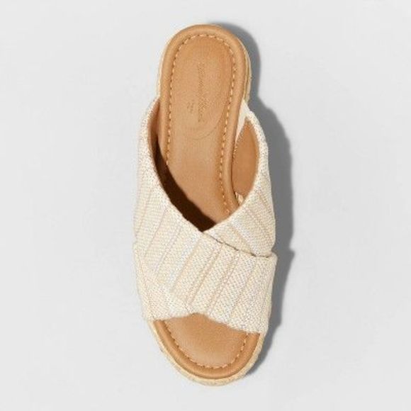 Women's Desi Wedge Sandals - Universal Thread Light Beige 8 - Picture 2 of 3